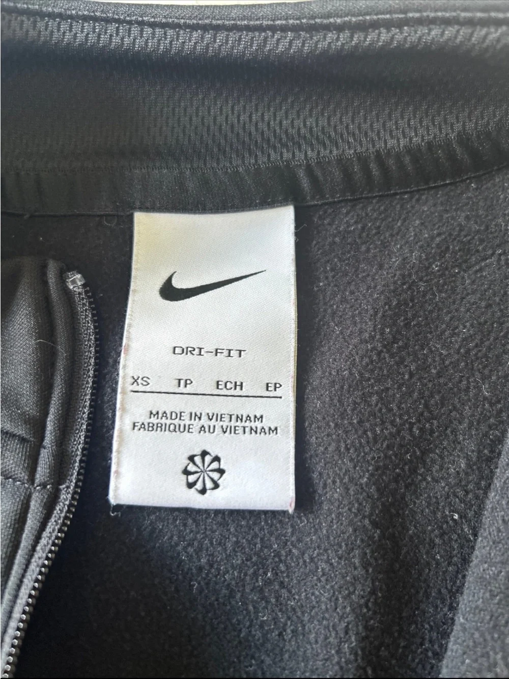 Nike Women’s  Black Half-Zip Pullover with White Stripe size XS
